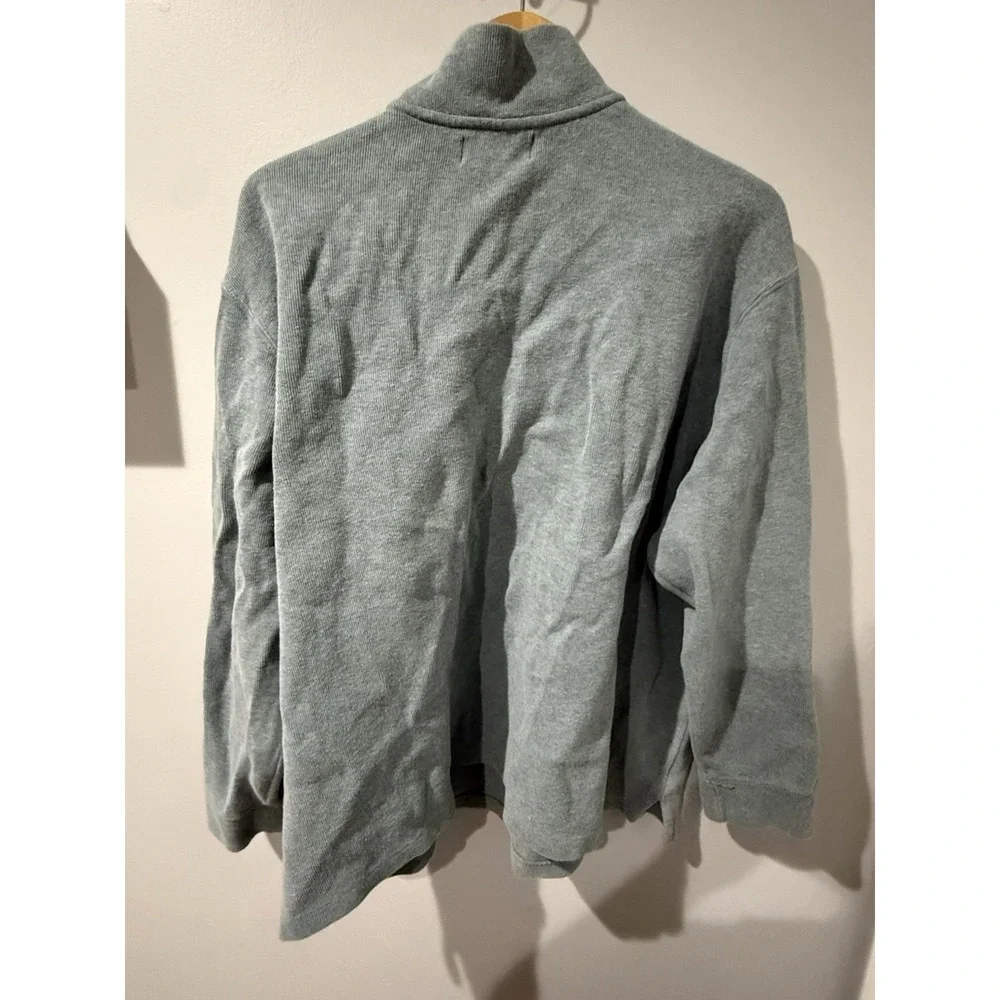 Polo Ralph Lauren Sweater Mens XXL Blue Knit Quarter Zip‎ Pullover Preppy White